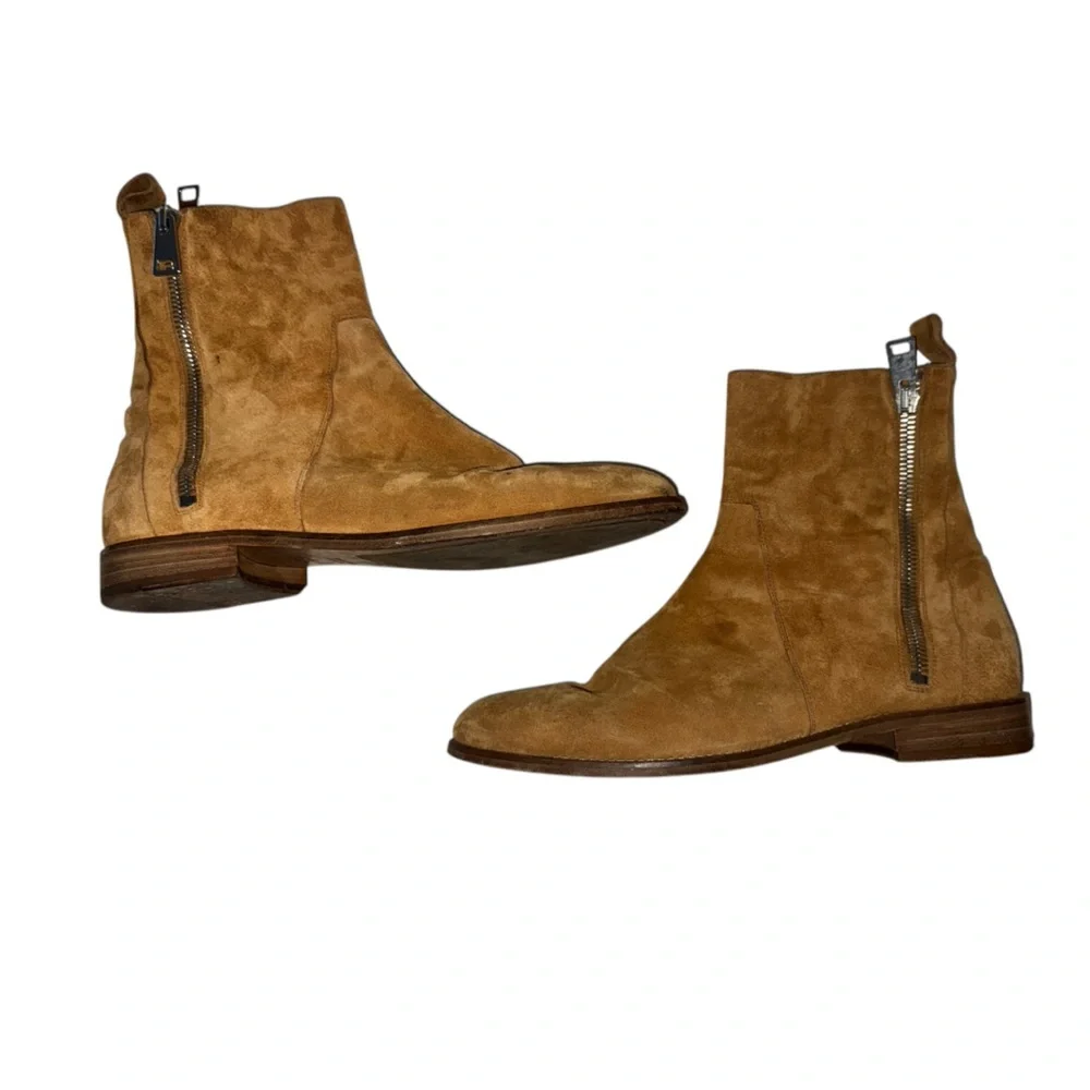 REPRESENT Men’s Size 45 Zip Suede Chelsea Boot in Tan GUC